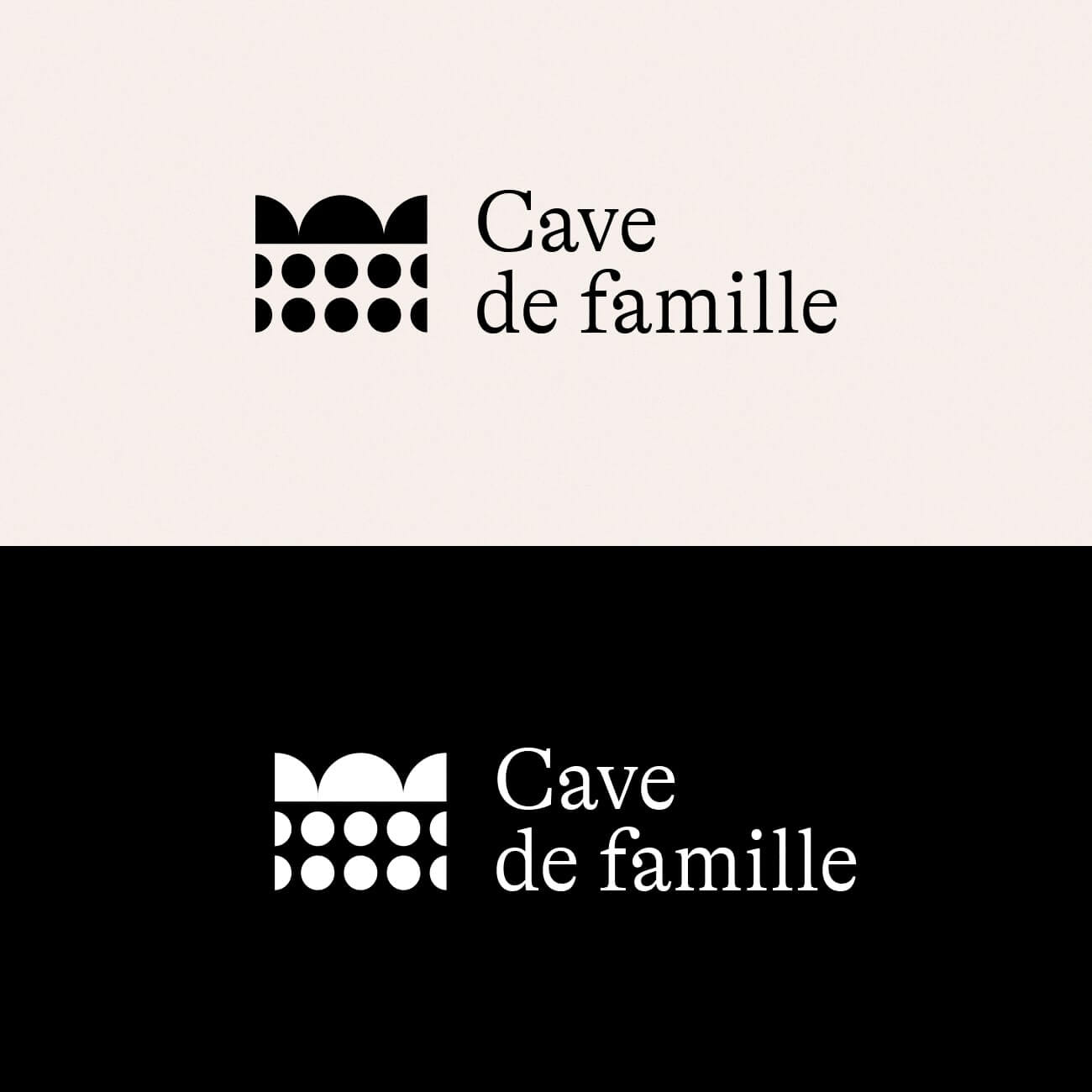Versions noir et blanc du logotype de Cave de Famille par Antoine Peltier